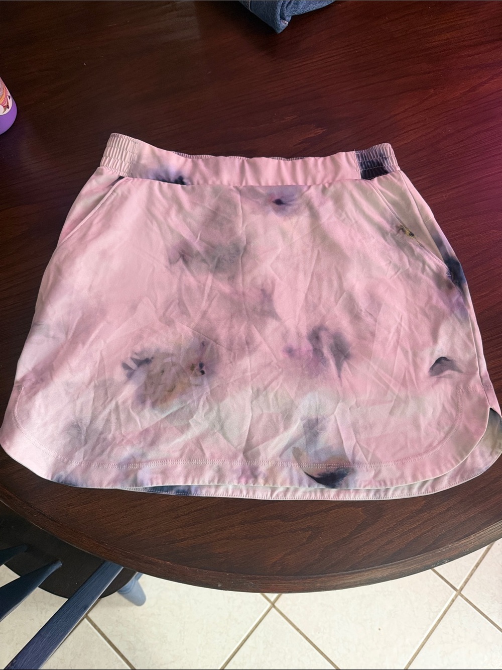 Pink Tie-Dye Athletic Mini Skirt with Built-In Shorts
